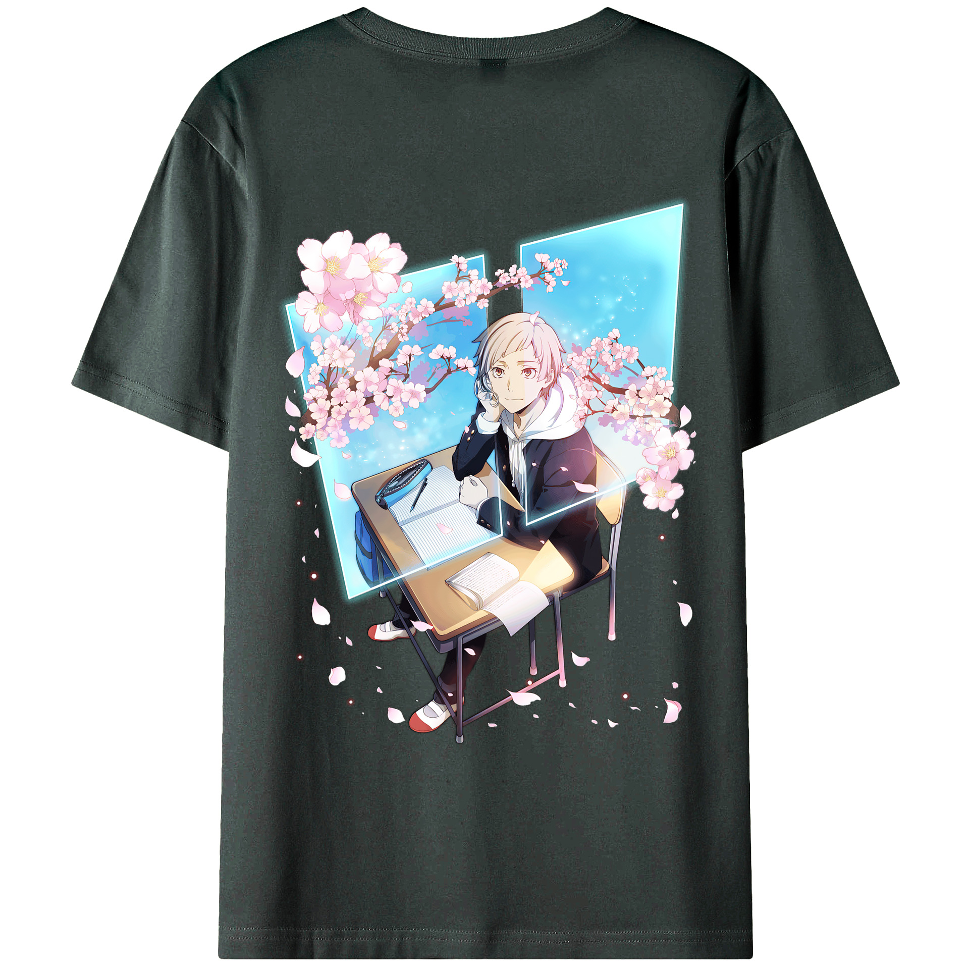 （画像用） 文豪ストレイドッグス Bungo Stray Dogs 綿100％ メンズ半袖Tシャツ（バックプリント） 通気性